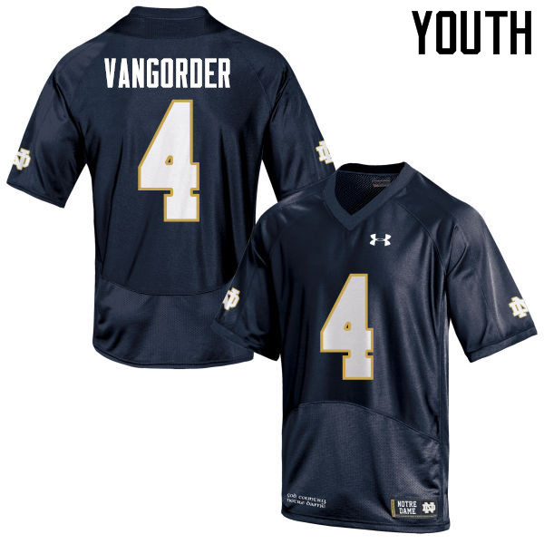 Youth NCAA Notre Dame Fighting Irish #4 Montgomery VanGorder Stitched College Under Armour Authentic Navy Blue Football Jersey WJ10P70LW